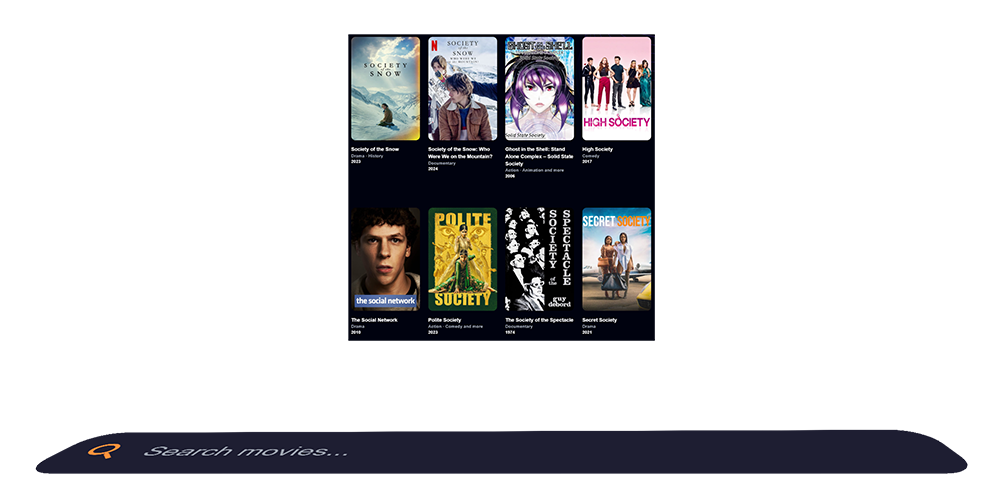 Movie search system representation